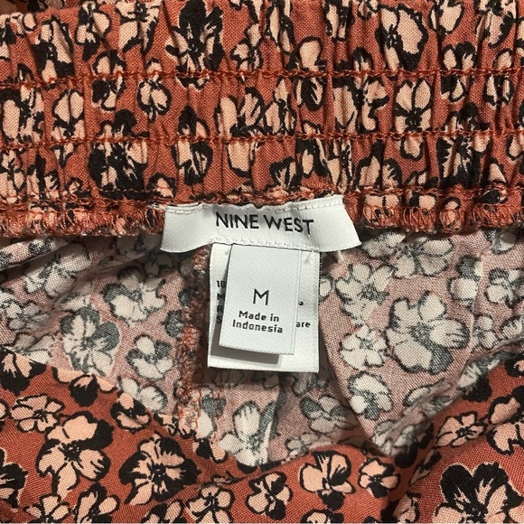 Nine West Pink Floral Print Stretch Waist Midi Skirt - Picture 5 of 6